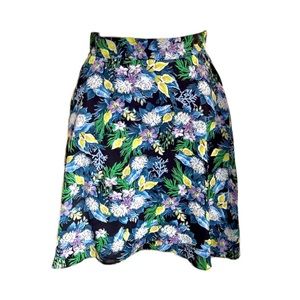 [New] Sui by Anna Sui Navy Blue Tropical Floral Short Skirt Size S